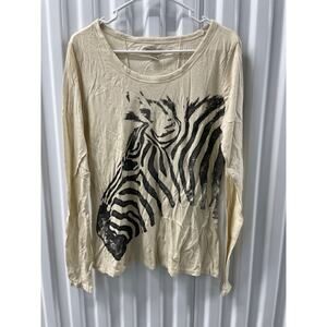Lucky By Brand Lightweight L/S T-shirt wit Zebra Design Women’s Size Large